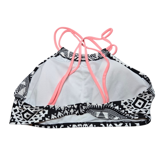 Xhilaration Black and White Geometric Bikini with Pink Straps - Picture 3 of 11